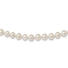 Solid 925 Sterling Silver 6-6.5mm White Freshwater Cultured Pearl Necklace 24"