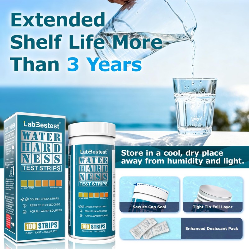 LabBestest Water Hardness Test Kit & Hard Water Test Strips