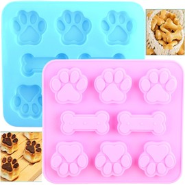 YIMINGMOLD 2pcs Puppy Paw and Bone Silicone Chocolate Molds For Chocolate Hard Candy Dog Treats