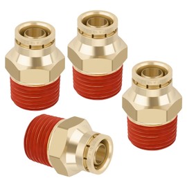 Boeray 1/2" Quick Push to Connect Fittings Brass Union Straight Joint DOT Approved 1/2" Tube OD x 1/2" NPT Thread Air Line Adapter Air Suspension Kit for Truck Trailers and Air Brake System 4pcs