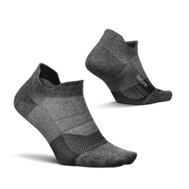 Feetures Elite Ultra Light Cushion Ankle Socks - Sport Sock with Targeted Compression - New Gray, L (1 Pair)