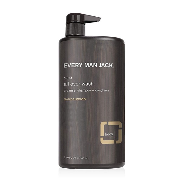 Every Man Jack 3-in-1 All Over Wash, Sandalwood, 32-ounce