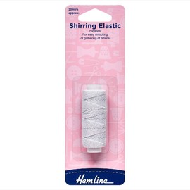 Hemline Shirring Elastic Thread for Sewing, Bobbin Work, Smocking, Knitted Cuffs and Gathering Fabrics White - 1 x 20m Roll