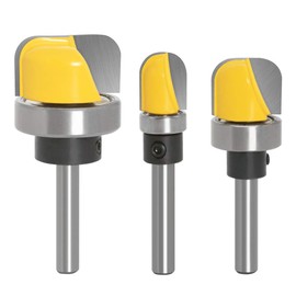 Bestgle 3pcs Deep Round Bottom Nose Router Bit, 1/4" Shank Bowl & Tray Template Router Bit Woodworking Milling Cutter Tool 3/4" 1/2" 1-1/8"