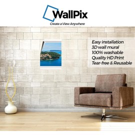 WallPix 24x17 Inch 3D Wall Sticker Decal Mural Window View of Italian Coastal View - Peel and Stick - Made from Tear-Proof, Easy-to-Clean, Durable Bubble Free Material