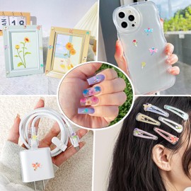 KISSITTY - 100 adornos de flores de libélula con purpurina, cabujones, decoración de resina con parte trasera plana, para joyas, manualidades, álbumes de recortes, manualidades, pinzas para el cabello