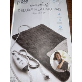 Pure Enrichment Pure Relief XL Heating Pad 12 x 24 in Gray 6 Settings Plush Soft