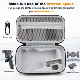 SYACHI Osmo Mobile 7P Case, Portable Storage OM 7 Pro PU Shoulder Bag Compact for DJI Osmo Mobile 7P Gimbal Stabiliser Accessories