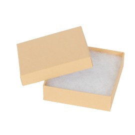 SSWBasics Cotton Filled Kraft Two Piece Jewelry Gift Boxes - 3½” x 3½” x 1" (Case of 50) - Made from 100% Recycled Material - Perfect for Compacts or Large Jewelry