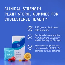 Piper LDL Cholesterol Health Plant Sterol Gummies: Plant Sterols Cholesterol Supplement (2 Boxes, 224 Gummies)