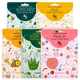 Skin Pastel Advanced / 스킨파스텔 어드밴스드 엑스5 고농축 세럼 마스크팩 5종 30매 단상자 포함 1일 1팩