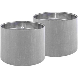 GOSO Drum Ambience Lamp Shades Set of 2 Gray Medium Faux Silk Lamp Shade for Table Lamps-13" Top x 13" Bottom x 10" High(Spider) Beside Lampshades Replacement Modern Rustic Shades Easy Assembly