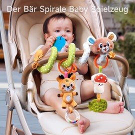 Activity Spiral with Pendants - Pram Toy for Grasping and Playing - Baby Toy for Bed, Playpen, Baby Seat, Car Seat - Motor Sound Toy for Babies from 0 3 6 12 Months