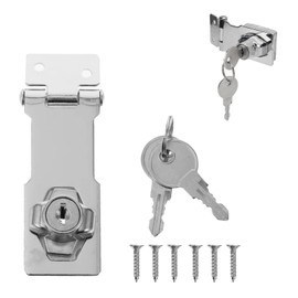 1 PCS Keyed Hasp Lock Hasp and Staple with Padlock，Door Lock Hasps，Door Lock Without Drilling，Hasp Safety Door Clasp for Cabinet Drawer Door (2.5Inch)