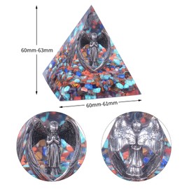 mookaitedecor Mixed Stones Guardian Angel Crystal Pyramid, Love Peace Good Luck Angel Ornament for Home Healing Crystal Pyramid Wiccan Witchcraft Gift Spiritual Room Desk Decor, 6cm/2.36 Inch