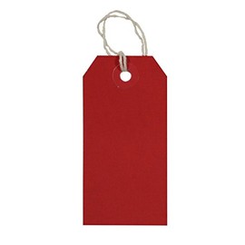 USA-Made Gift Tags Pre-Strung in Variety of Colors and Sizes (#2 = 3.25 x 1.625 inches, PRE-Strung RED)