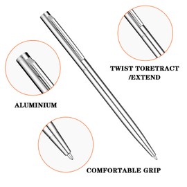 TIESOME Ballpoint Pen, 8 Pieces 1.0 mm Smooth Writing Ballpoint Pen Dot Black Ink Ballpoint Pen Quick Drying Writing Pen Ballpoint Pen for Office School Supplies (Silver)