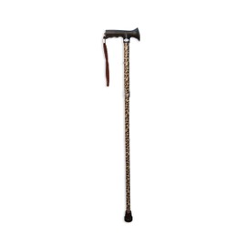 Charming Canes Adjustable Folding Walking Cane with Comfortable Grip, Wrist Strap, and Carrying Case – Travel Friendly! (Leopard Animal Print)