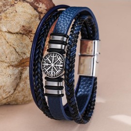 Dreamtimes Viking Vegvisir Pirate Compass Bracelets for Men Norse Symbol Vintage Bracelets The Viking Runic Compass Norse Bracelets Scandinavian Viking Jewellery, M, Alloy and stainless steel, No