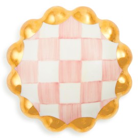 MACKENZIE-CHILDS Round Knob, Decorative Drawer Pull Knob, Pink-and-White Rosy Check