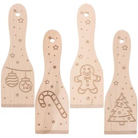 Spruchreif Set of 4 wooden scrapers with engraving Christmas, raclette spatula, set of 4 with engraving, raclette scraper, wood, raclette scraper, Christmas motifs