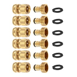 Garden Hose Quick Connectors, Solid Brass 3/4 Inch Thread Fitting, Water Hose Connectors Garden Hose Disconnect 3/4" GHT, No-Leak Male Female (6 Set) | MOLIK