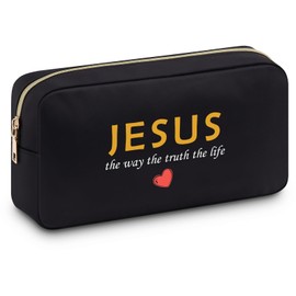 Christian Cosmetic Bag for Women Faith Inspirational Religious Gifts for Women Spiritual Catholic Baptism Gifts Bible Accessories Birthday Present for Mom Friends Sister Wife Girlfriend