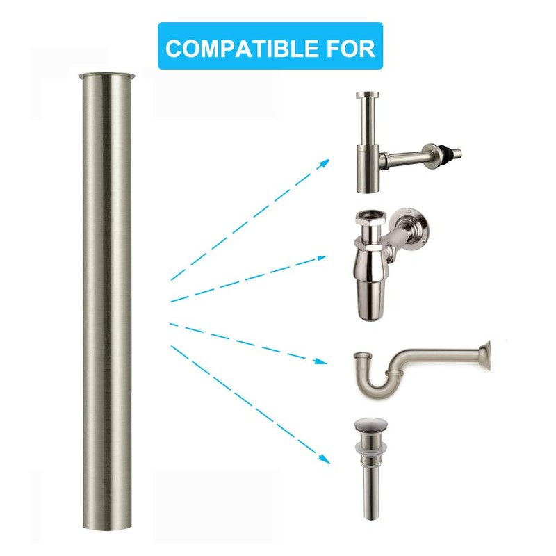 Immersion Pipe 300 mm for Siphon Brushed Nickel, Keymark Universal