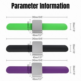 3 Packs Magnetic Pin Holder Wristband - Purple Green Black Silicone Wristband - Magnetic Wristband for Sewing Pin, Hair Clips, Hair Stylist Pin (Rectangle)