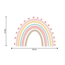 Large Boho Rainbow & Polka Dots Heart Decals - Girls Bedroom and Kids Nursery Room Decor - Colorful Wall Stickers for Baby Room