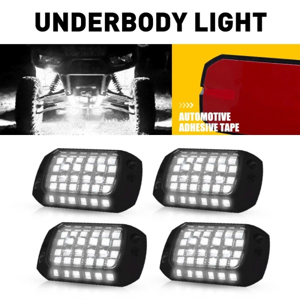 carcessauto White 4X 36-LED Rock Light Underbody Pods Glow Lamp