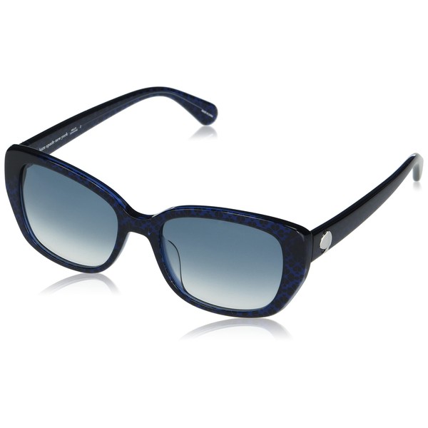 Kate Spade New York Gafas de sol rectangulares Kenzie/G/S para mujer, Azul/Azul Sombreado, 53mm, 18mm
