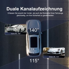 Miofive Dash Cam for Front and Rear Camera 4K+2K GPS WiFi Bluetooth 3 Inch IPS Display Night Vision Loop Recording HDR App Control and Supports up to 512GB with a Free 32GB Card