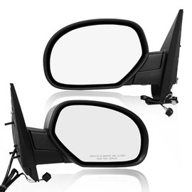 PM Auto Driver & Passenger Side Mirrors, Left-Right Power Heated Chrome Manual Folding Replacement For 2007-2013 GMC Sierra 3500 HD, Door Mirror Pair of 2