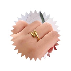 Cybche Boho Hug Hand Ring Gold Hug Hand Open Ring Adjustable Finger Ring Romantic Hug Hand Hug Ring Minimalist Hug Ring Jewellery for Women, Zinc, No Gemstone