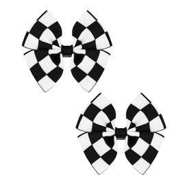 2pcs Racing Checkered Hair Clip, Black and White Hair Bow Clip Hair Accessories Alligator Clips Racing Checkered Styling for Thick Thin Hair Women Girls Kids