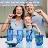 Bathroom Accessories Set,5 Pcs Blue Glass Bathroom Accessory Set,Complete Lotion