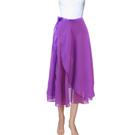 Wuchieal Dance Skirts for Women, Long Chiffon Ballet Skirt, Women's Dance Wrap Skirt with Tie, Purple, One Size