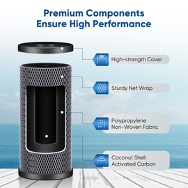 10" x 4.5" Whole House Coconut Shell Activated Carbon Water Filter Replacement Cartridge - Compatible with WFHDC8001, CB-BB-10, FXHTC, GXWH40L, GXWH35F, GNWH38S, CTO10BB - 1 Pack