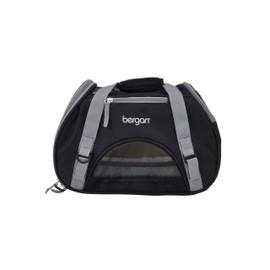 Coastal Pet Bergan Comfort Carrier - Safe, Comfortable Dog & Cat Travel Carrier - Airline Friendly Soft Pet Carrier - Breathable Carrier for Pet Owners - Black & Grey, 16" x 8" x 11"