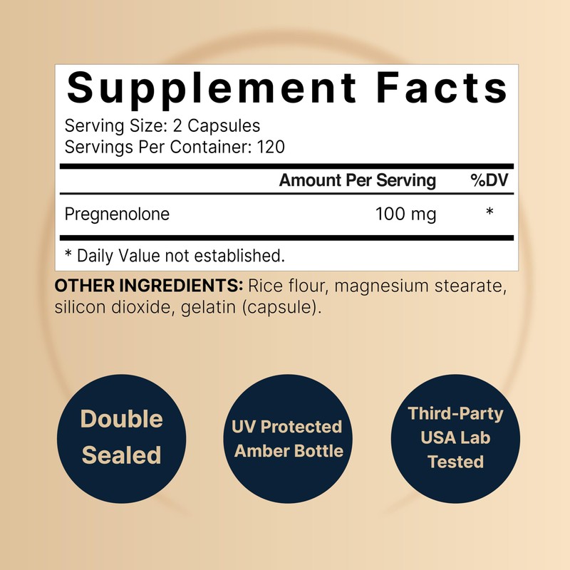 NatureBell Pregnenolone 100mg, 240 Capsules | 99% Purity, Micronized Grade