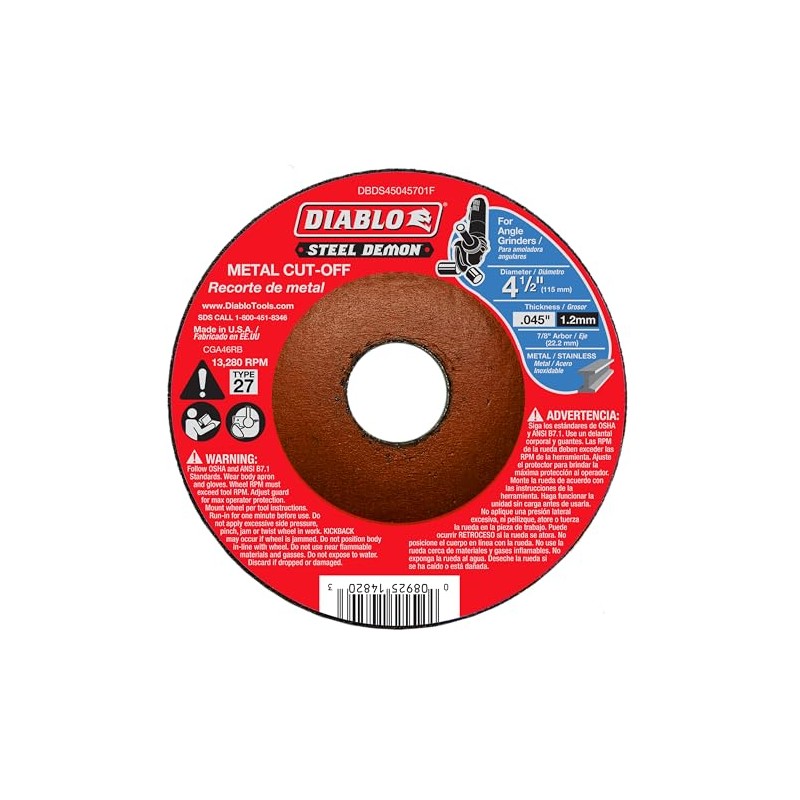 Diablo Type 27 Steel Demon Metal Cut-Off Disc - Ideal