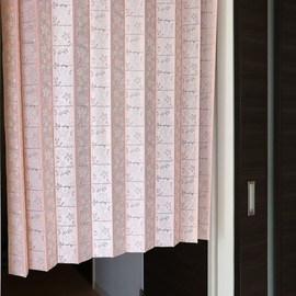 Noren Kobo 10754 Accordion Curtain, Patter Curtain, Cafe Curtain, For Small Windows, Floral, Natural, Simple, Width 39.4 inches (100 cm), Length 43.3 inches (110 cm), Patapatta Cafe Cation, Flower,