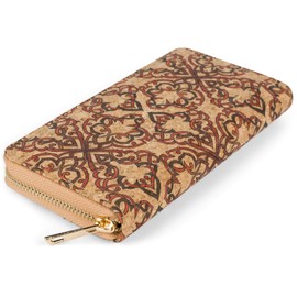styleBREAKER Women's Cork Wallet with Colourful Pattern Print in Ethnic Look, Zipper, Wallet 02040138, Colour:Red-Brown