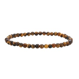 Handgefertigtes Armband mit 4mm Perlen – Natürliche Steinperlen für Yoga, Mala und Boho-Stil – Dehnbares Armband für Damen und Herren (Braunes Tigeraugen)