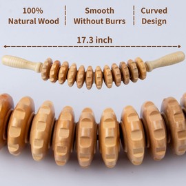 Mikako Curved Wood Therapy Massage Roller for Waist and Thigh, Wood Therapy Tools for Body Shaping, Lymphatic Drainage,Body Roller for Cellulite Reduction and Muscle Tension