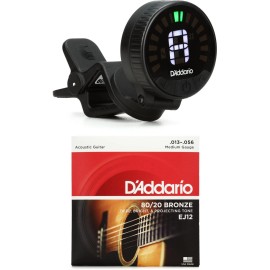 D'Addario Nexxus 360 Rechargeable Headstock Tuner With EJ12 Acoustic Guitar