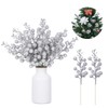 14 Pcs 7.8 inch Silver Berry Stems - Artificial Glitter