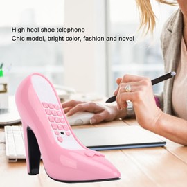 Novel High Heel Phone, Fashionable Corded ABS Phone with Number Memory, Chic Interior and Art Furnishings, Specially Shaped, Old Fashioned (Pink)