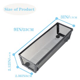 YFEEN Silverware Organizer,Mesh Cutlery silverware Tray for Drawer,Tool tray organizer,Utensil Flatware Tableware Organizer for Kitchen,Office,with Non-slip,Fits Standard Drawer,(9X3 IN) 6PSC,Black